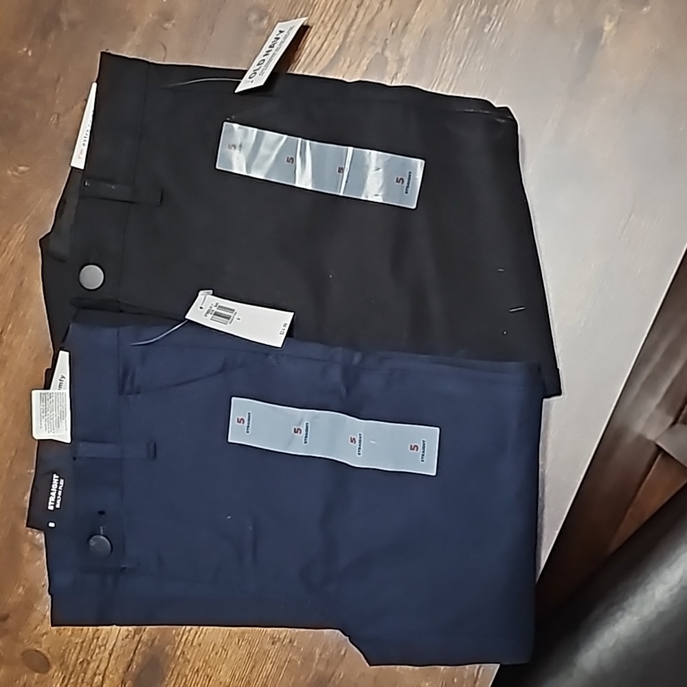 Old Navy 2Pairs Sz 5 Straight Built In Flex Uniform Pants Black & Navy